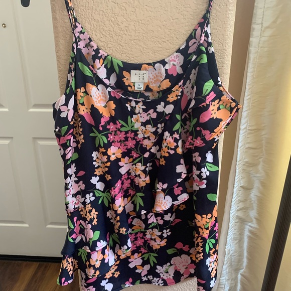 A new day multicolor top. Size large.  Blue orange pink and white - Picture 3 of 7